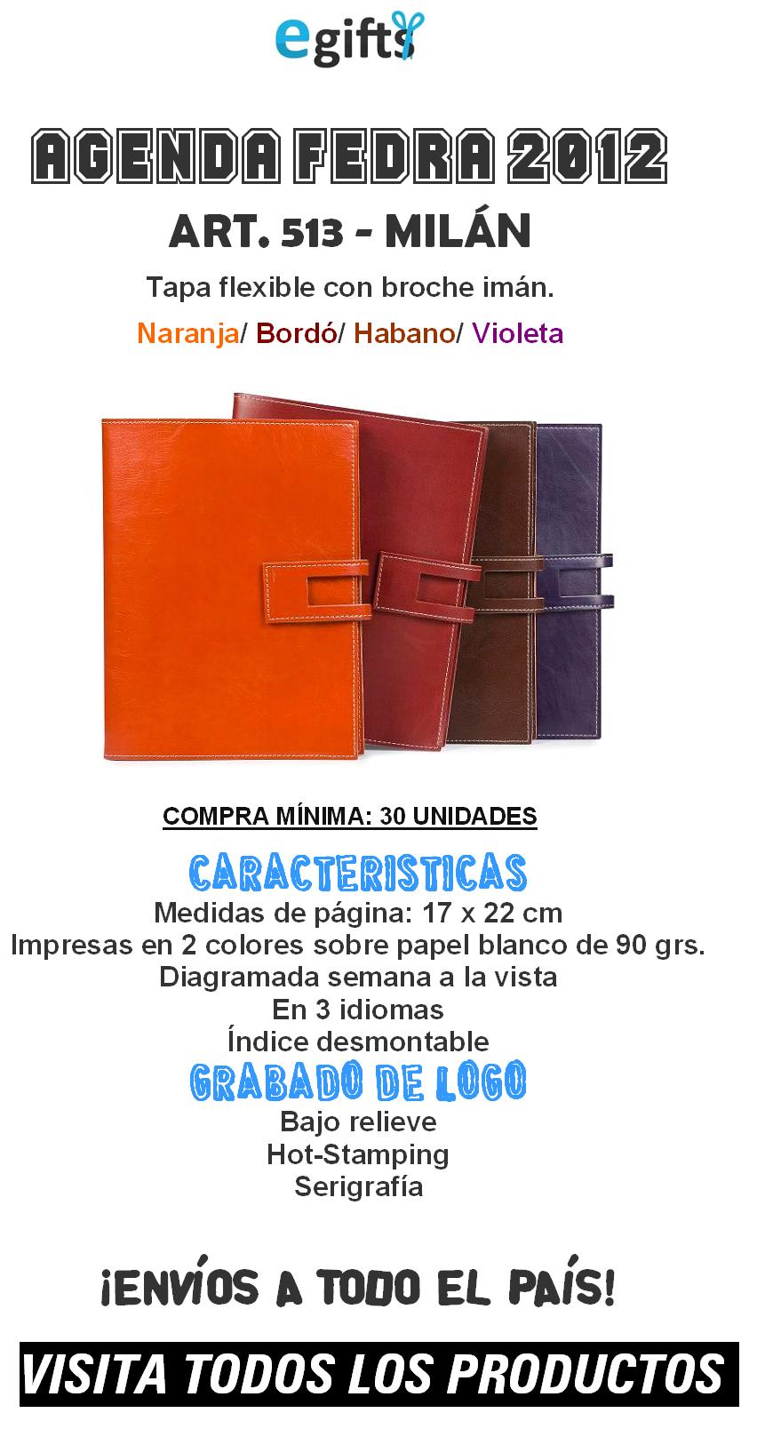Agenda Milán (colores) 2012 Con Su Logo - E-gifts